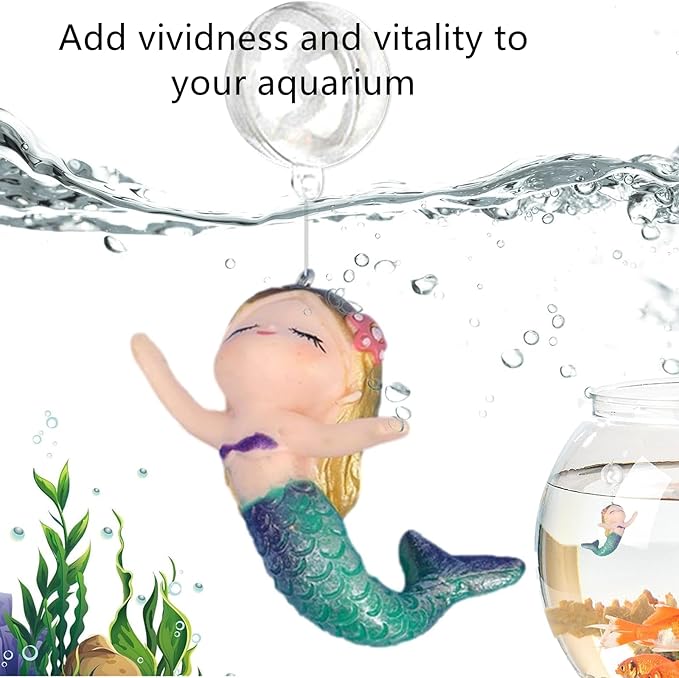 Floating Mermaid Aquarium Decor - Fish Tank Ornament for Aquarium Décor Thematic Ornaments