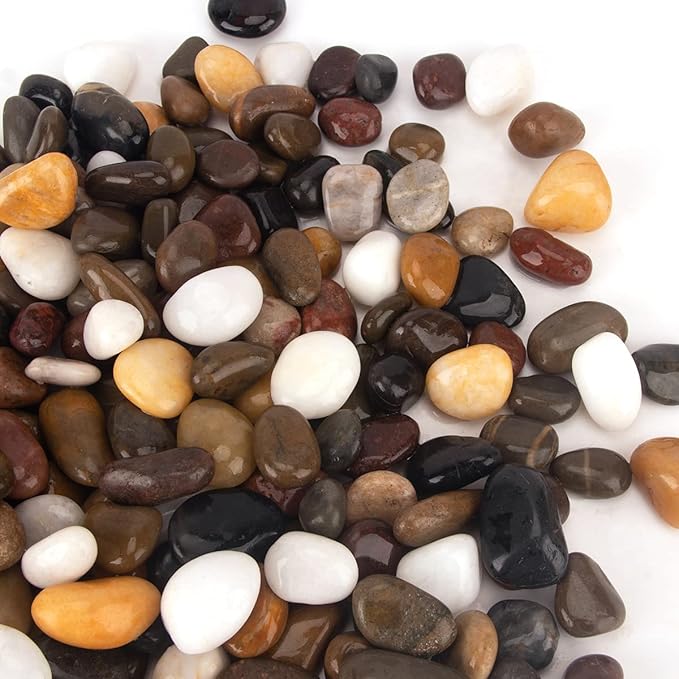 CFKJ [18 Pounds] Aquarium Gravel River Rock, Natural Polished Decorative Gravel,Garden Outdoor Ornamental River Pebbles Rocks, Polished Pebbles, Mixed Color Stones for Landscaping Vase Fillers (18.1)