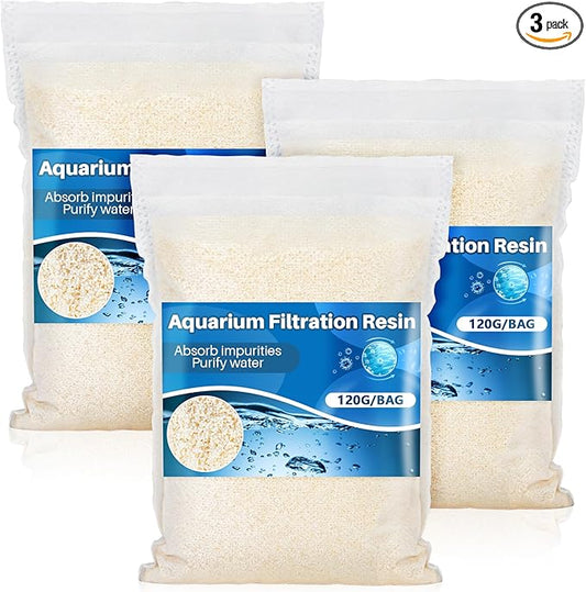 RAINFLOW Aquarium Resin - Organic Filtration Resin Remove Driftwood Tannins,Aquarium Filter Media Bags for Aquarium, Freshwater and Saltwater, Fish Tank,Trutle, Pond (3)