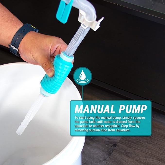 TERA PUMP 2 Pack Large Aquarium Gravel Cleaner (1.5 GPM) BPA-Free, Drainage Nozzle, Filtered Nozzle, Stablitzation Clip & Suction Cup, Ideal for 10 to 20 Gallon Aquariums