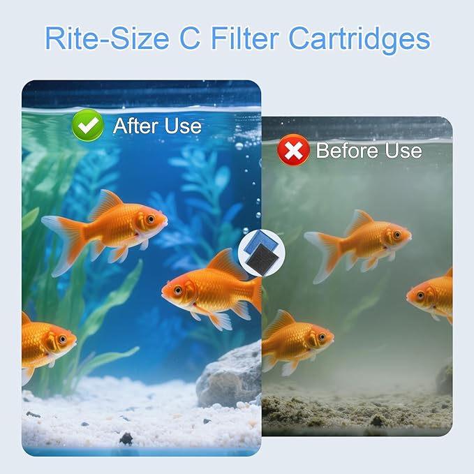 12 Pack Rite-Size C Filter Cartridges, Compatible with MarineLand Penguin PRO Power Filters 275/375, Original Penguin Power Filters 200/350 & AQUA-Tech 20-40/30-60 Fish Tank Filter Replacement