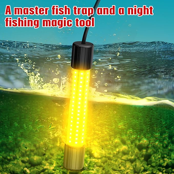 Underwater Fishing Warm Light Compatible with Milwaukee M18 Battery,1300 Lumens, LED Light for IP68 Waterproof Submersible Fish Attracting Light, Night Fishing Light (No Battery)