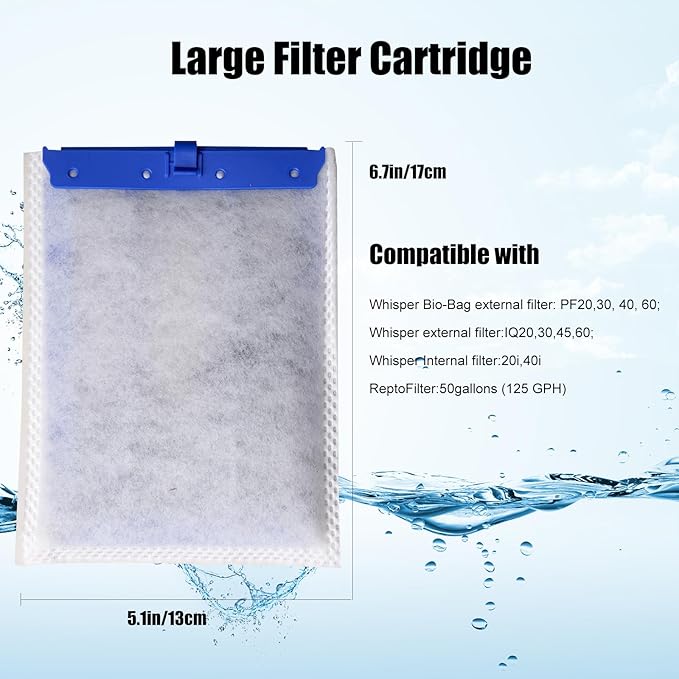 18-Pack Large Replacement Filter Cartridges Compatible with Tetra Whisper Bio-Bag Filters Large Aaquarium Filter Cartridges for Whisper 20i/40i /IQ20/30/45/60 PF20/30/40/60 Power Filters (L-18Pack)