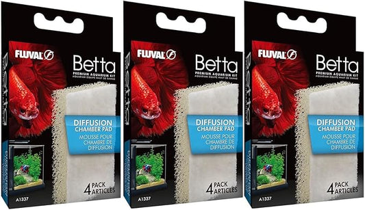 AquaClear Fluval Betta Diffusion Chamber Pad Replacement Aquarium Filter Media for Betta Premium Aquarium Kit 2.6 Gallon (3 Boxes = 12 Pads Total)