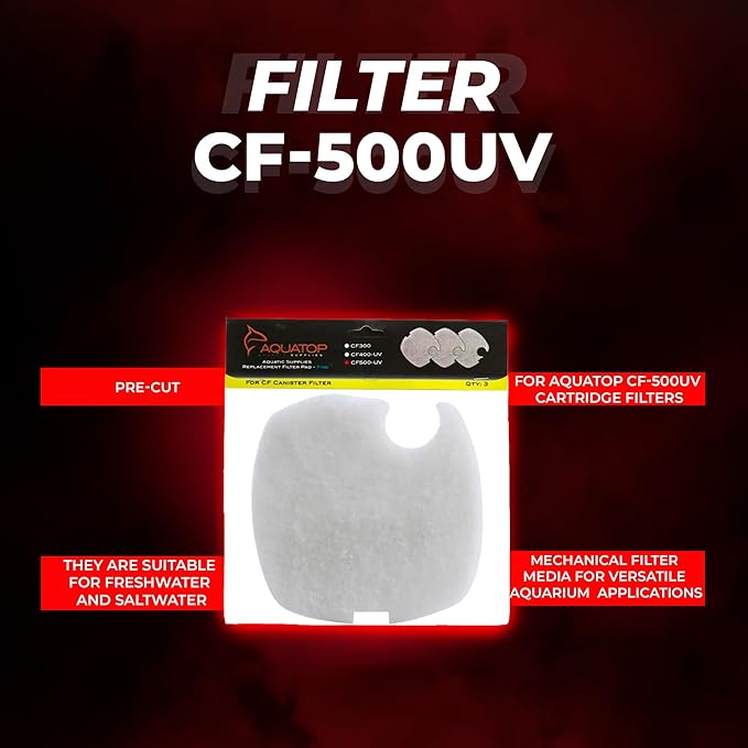 Aquatop Replacement White Filter Pads for CF-500UV & CF-500UVMKII – For Clear Water – Traps Dirt & Waste – Easy to Install