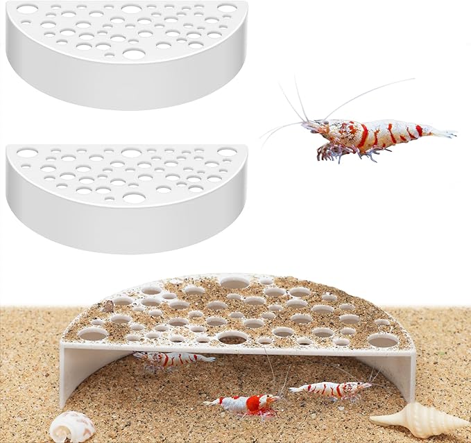 Hoolerry 2 Pcs Shrimp Hides for Aquarium Shrimp Hides Hideout Aquarium Cave Fish Tunnel for Fish Tank Accessories Decor(White)