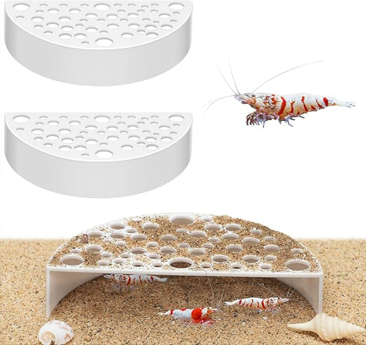 Hoolerry 2 Pcs Shrimp Hides for Aquarium Shrimp Hides Hideout Aquarium Cave Fish Tunnel for Fish Tank Accessories Decor(White)