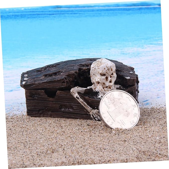 NOLITOY 2pcs Resin Coffin Decor for Fish Tank Aquarium Skull Landscaping Ornaments Safe for Lightweight and Versatile for Desktop and Sand Table Display