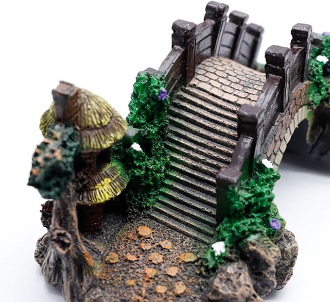 NA Aquarium Ornament Resin Arch Bridge Tree Pavilion Artificial Bridge Model for Garden Decor Fish Tank Landscape Accessories