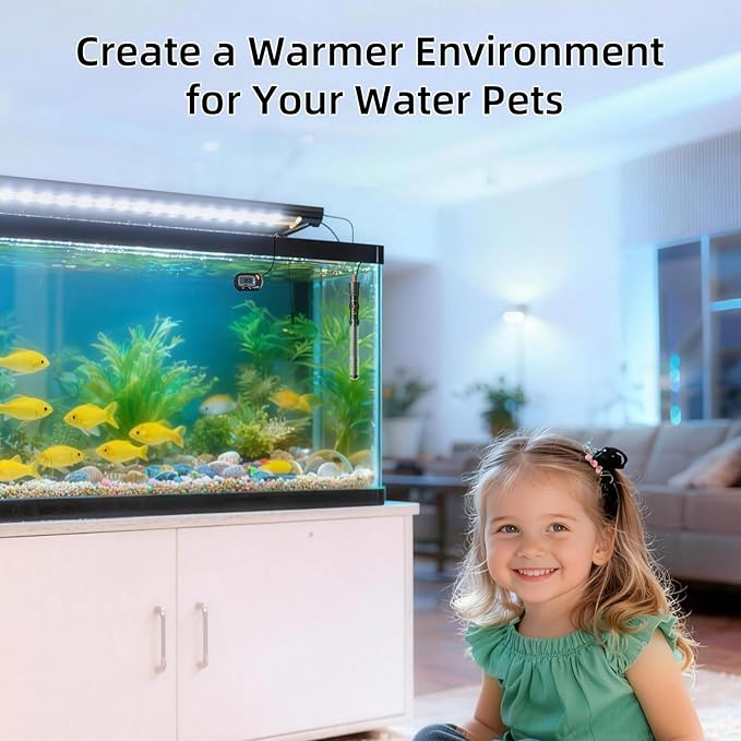 HiTauing Aquarium Heater 25W/50W/100W/200W/300W, Adjustable Knob Fish Tank Heater with Digital Thermometer, Submersible Betta/Turtle Tank Heater for Freshwater and Saltwater Tanks
