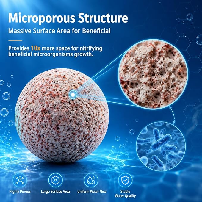 Sukh 30oz Ceramic Bio Balls - 4 Bags Fish Tank Sphere Filter Media Nano-Tech Bio-Spheres Bio Media for Aquarium,Fish Tank Sump,Pond,Freshwater,Canister Filter and Koi Ponds