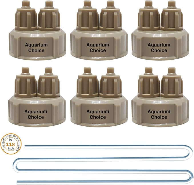 Aquarium Choice 6 Pieces CO2 DIY Reactor Bottle Cap Fish Tank DIY Quick Twist co2 Bottle Cap with 118 INCH Long Hoses