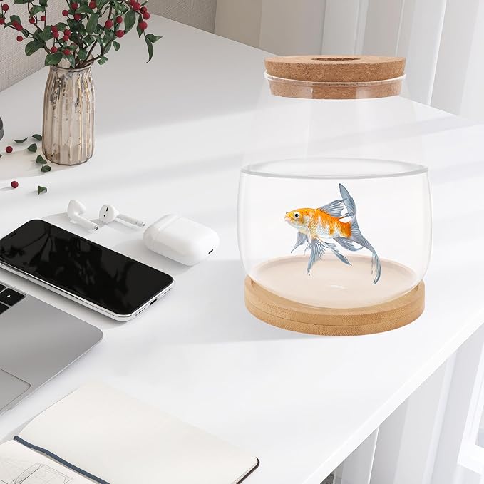 Fish Tank Desktop Hydroponic Propagation, Fish Bowl Indoor Aquatic Garden Set for Home, Office, or Dorm Decor, 3.35"x5.71", Clear, 1 Set