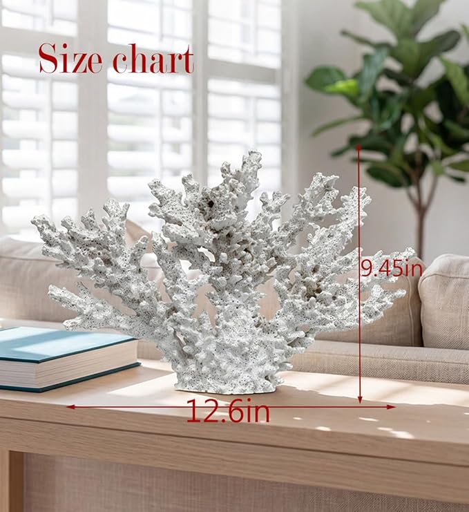 decorlWhite reefs, Artificial Coral Statues, Nautical Decorations for Beach Themed Homes, Resin Artificial Coral Ocean Decorations (Large Size)