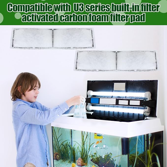 Pangda Carbon Filter Foam Pad Compatible with U3 Filters Range of Internal Underwater Sponge Aquarium Underwater Filter Accessories for Internal Replacement Aquarium Fish Tank(8 Pcs)