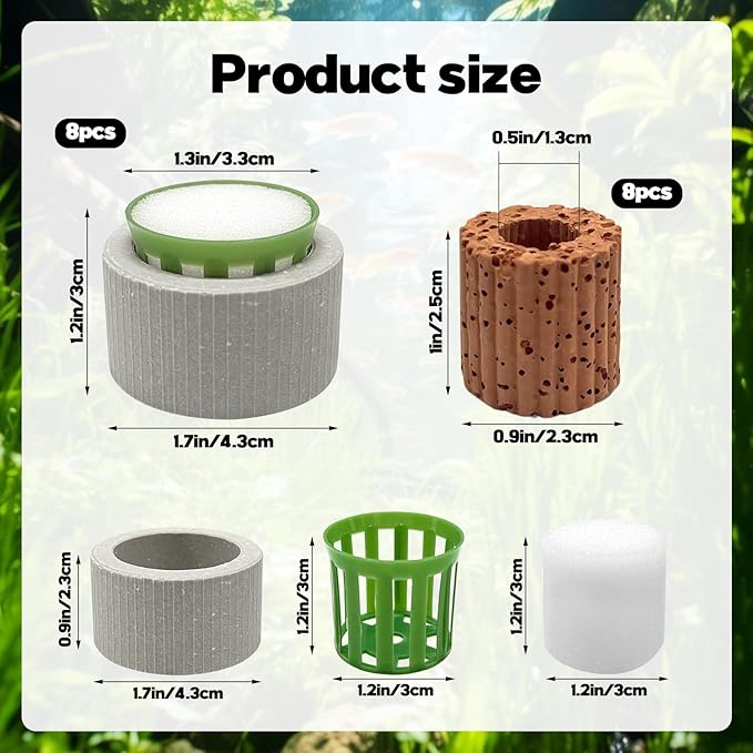 Rainmae 16 Pack New Upgrade Aquarium Plant Weights, Aquatic Water Plant Fixed Rings, Water Plants Cultivation Fixed Ring Plant Pot, Landscape Ceramic Pottery Gravity Ring for Fish Tank Accessories