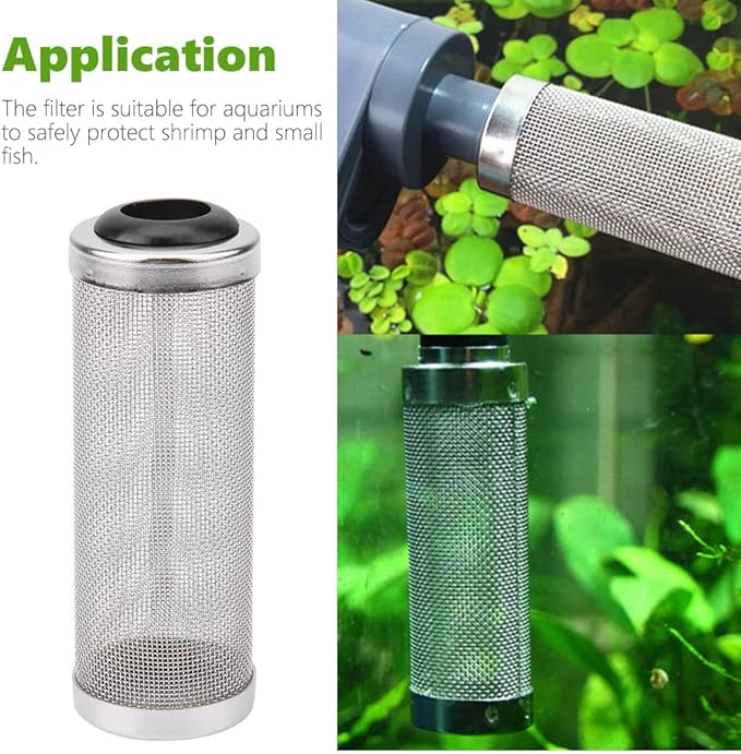 Joyzan Aquarium Intake Filter Mesh, Stainless Steel Inlet Shrimp Cover Guard Strainer Net Inflow Basket Screen Metal Prefilter Tube Accessory Breeding Protector Protecting Fish Tank Inhalation 12mm