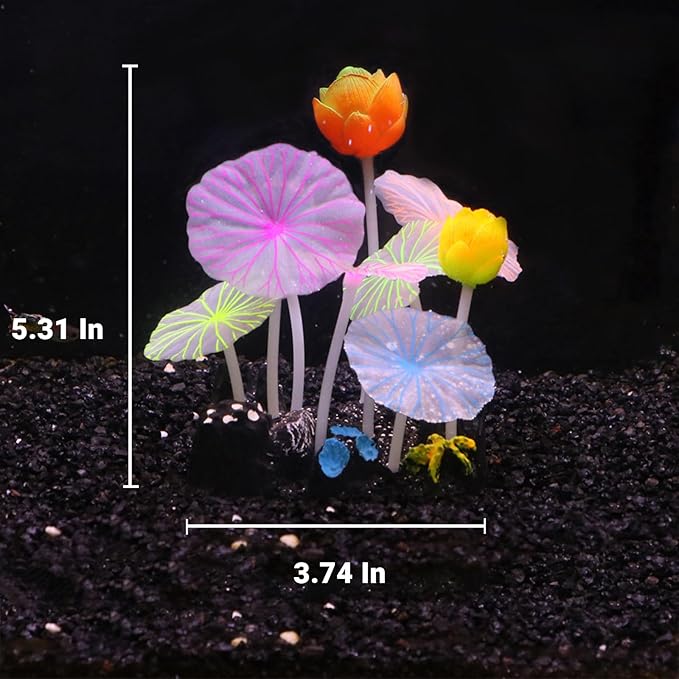 3-Petal Lotus Aquarium Decor with Weighted Base, Lifelike Silicone Lotus Flower & Leaf Ornament for Freshwater Fish Tanks, Betta Cave and Shrimp Shelter for Aquascaping