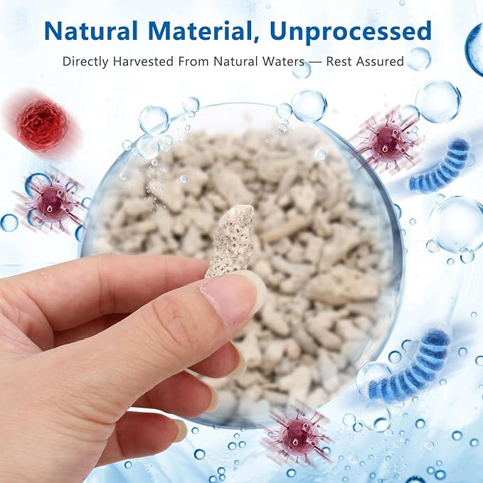 Crushed Coral for Freshwater Aquarium, Crushed Coral Media Sand for Freshwater Fish Tank Plant Pot Decorations Accessories (1.1lb/500g)