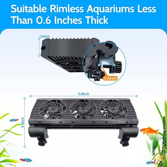 Upgrade Aquarium Fan with Memory Function,Fish Tank Cooling Fan,Aquarium Cooler Water Chiller for Axolotl Betta Fish Accessories with Adjustable Speed and Timer(3 fan)