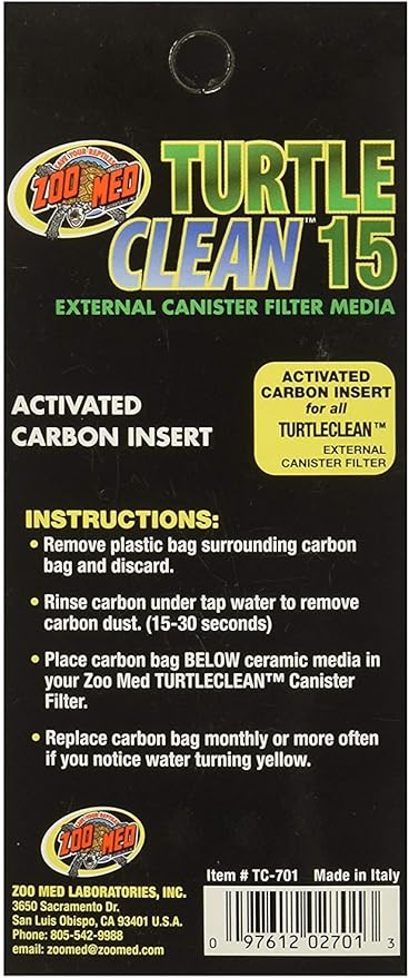 (3 Pack) Zoo Med Turtle Clean 15 Activated Carbon Inserts