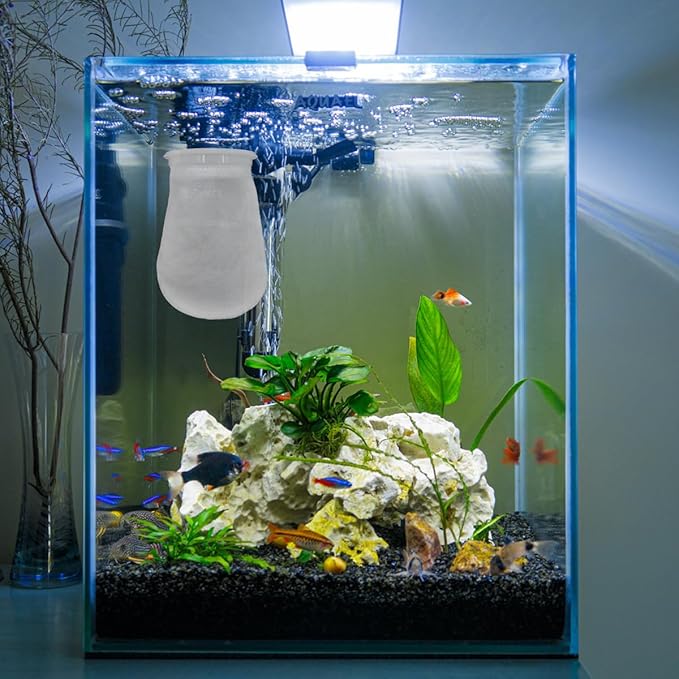 6Pcs 4 Inch Ring Filter Socks 200 Micron, Aquarium Felt Socks, Aquarium Filter Bags for Freshwater Saltwater Aquariums Fish Tank, Sump Filter Socks, Use in Ponds Overflows, 4 Inch Ring by 7 Inch Long