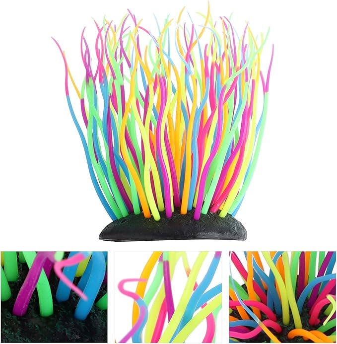 Aquarium Decorations, Artificial Sea Anemone Coral Soft Silicone Simulation Luminous Sea Anemone Coral for Aquarium Fish Tank Decoration