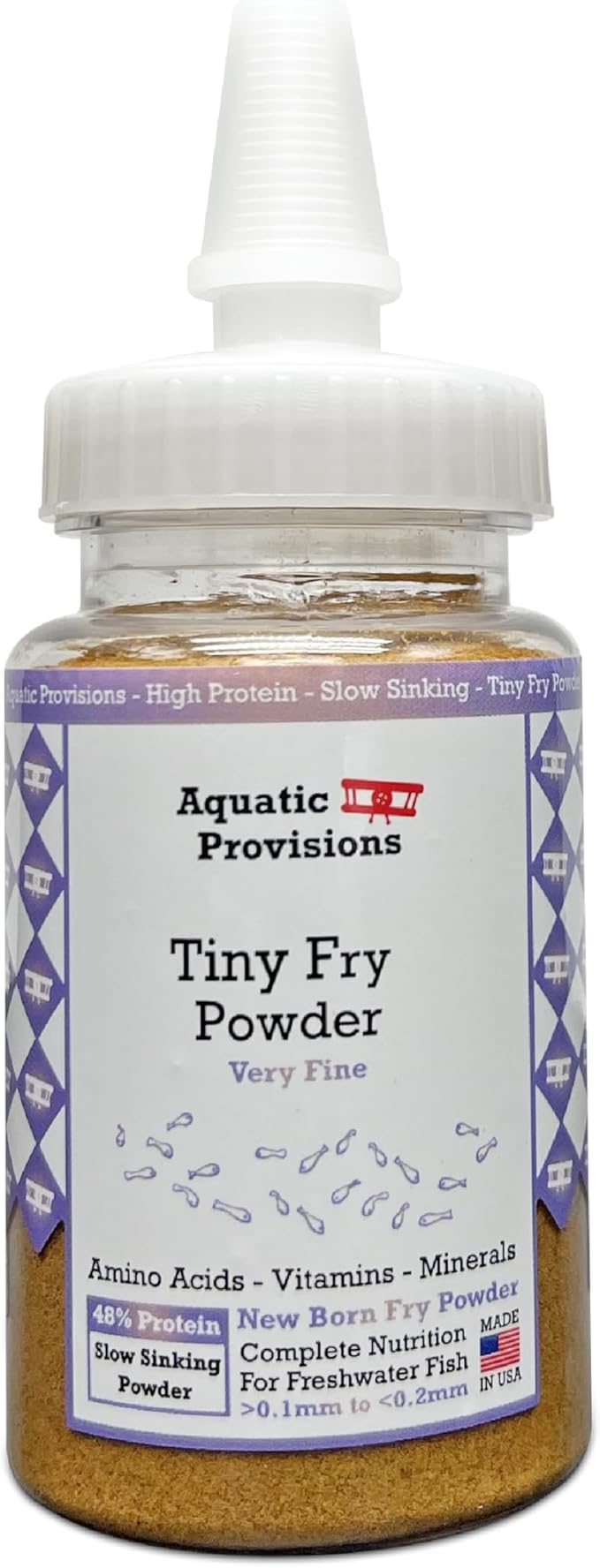 Aquatic Provisions Tiny Fry Fish Food 1.76 oz, Fine Powder for Newborn Aquarium Fish