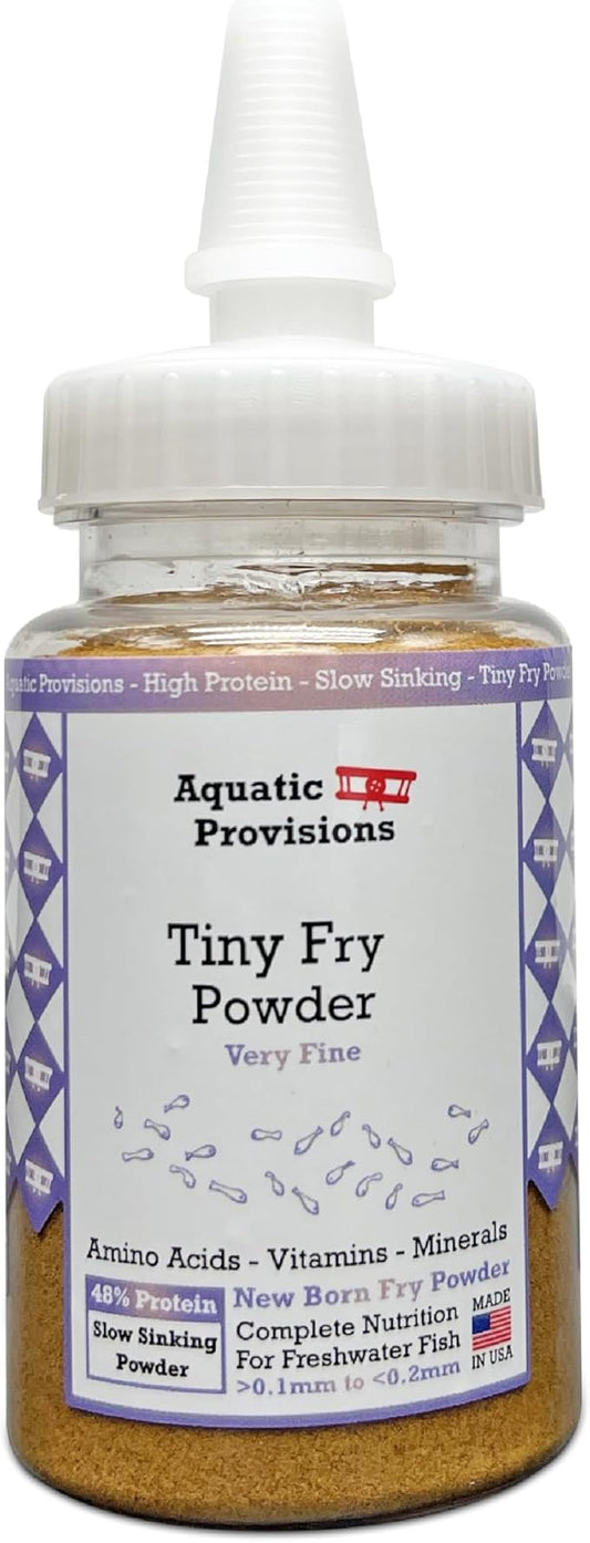 Aquatic Provisions Tiny Fry Fish Food 1.76 oz, Fine Powder for Newborn Aquarium Fish