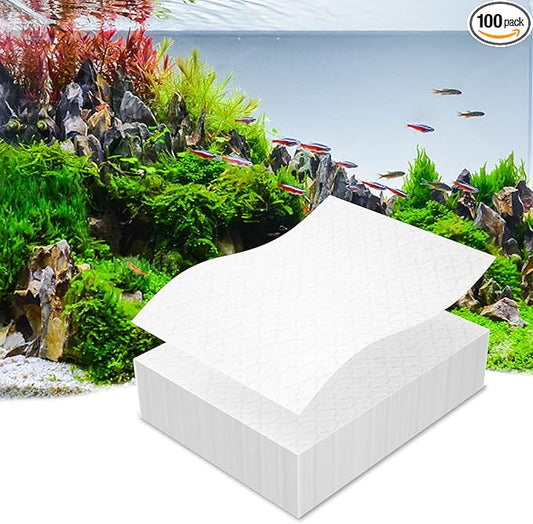 Make Cloudy Water Crystal Clear, Aquarium Filter Sheets for Water Filtration,100 Count, with All Types of Filters on the Market