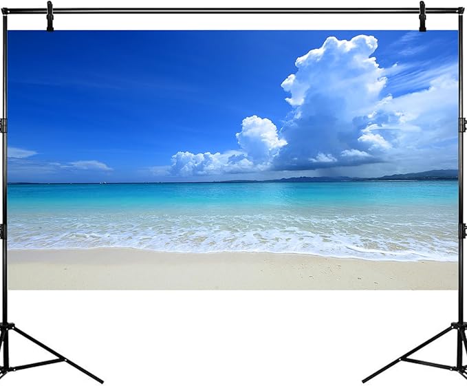 Tropical Beach Aquarium Background Ocean Sea Sandbeach Fish Tank Background Ocean Seascape Terrarium Backgrounds Sunny Blue Sky Clouds Seacoast Ocean Sea Waves Reptile Tank Backgrounds 24x16in