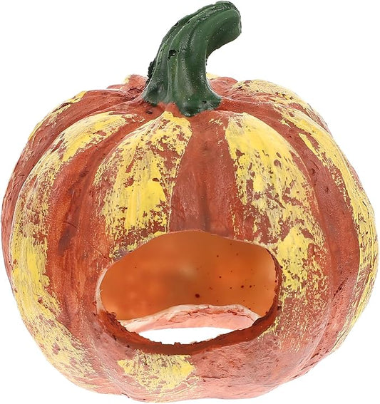 LIOOBO Fish Shrimp Hideout House Thanksgiving Fish Tank Aquarium Decor Pumpkin House Cave Betta Toys Thanksgiving Day Decor Terrarium Ornament Resin Rock