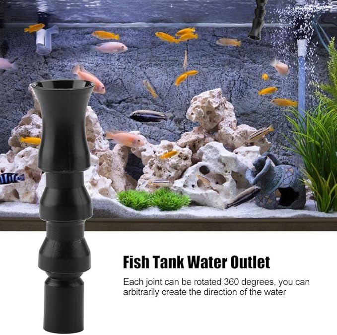 Yctze Adjustable Duck Flat Nozzle - 360° Rotating Water Outlet Tube for Aquarium Fish, Suitable for Saltwater and Freshwater Aquariums, 1/2 Inch Flexible, Fish and (Round