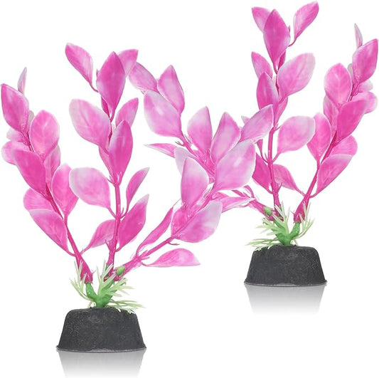 2 Pcs 4 Inch Small Aquarium Plants for Betta Fish Tank, Aquarium Plants Decorations Fish Tanks Plants Leaf Hammock Water Grass Decoration(Pink)