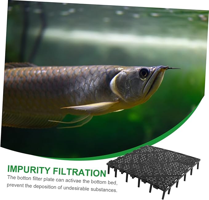 FOMIYES 20pc Fish Tank Bottom Plate PVC Stacking Grid Black Easy Installation High Water Permeability