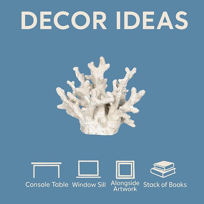 White Coral Decor - Coral Reef Decor (6.5inx5inx5.5in) - Faux Resin Decoration - Nautical Decorations - Beach Home Decor