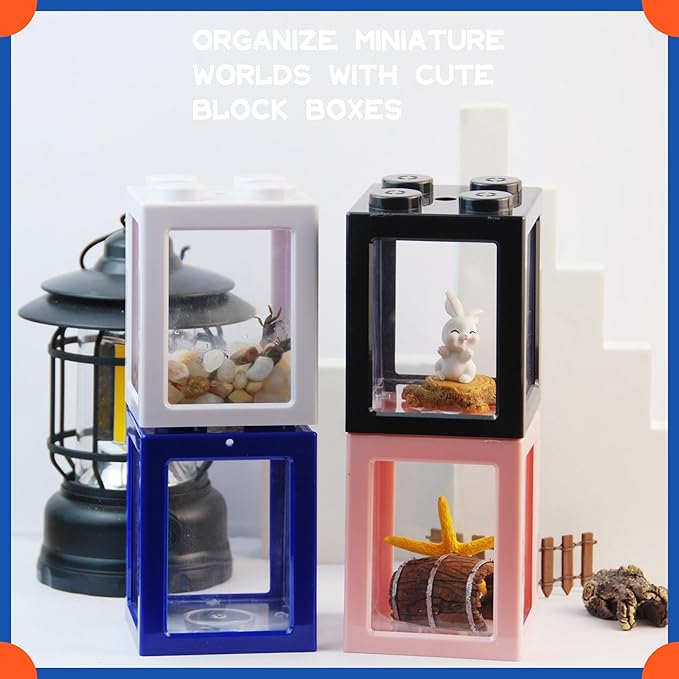Mini Sea Monkey Tank, Small Shrimp Tank Stackable Mini Aquariums for Fairy Shrimp Eggs Moss Balls, 0.25 Gallon Temporary Betta Fish Tank Ant Feeding Case Mini Reptile Tank
