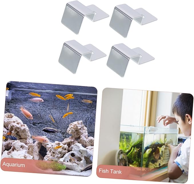 Kisangel 20pcs Stainless Steel Fish Tank Lid Support Clips Aquarium Glass Cover Brackets for Thick Glass Wear-Resistant Design for Easy Cleaning and Maintenance