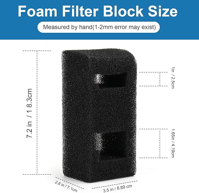 10532 for Fluval Spec/Evo Foam Filter Block, Replacement Aquarium Filter Media, Filter Foam Block Compatible with Fluval Spec 16 US Gal and for Fluval Evo 13.5 US Gal Aquarium Filters Aquarium Water