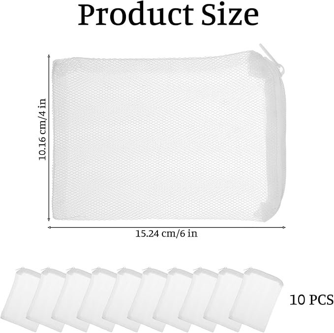 4 x 6 inch Mesh Filter Bags, 10 Pcs Reusable Bags with Zipper, Aquarium Filter Media Bag, Reusable Mesh Bags for Fish Tank Aquarium Filters