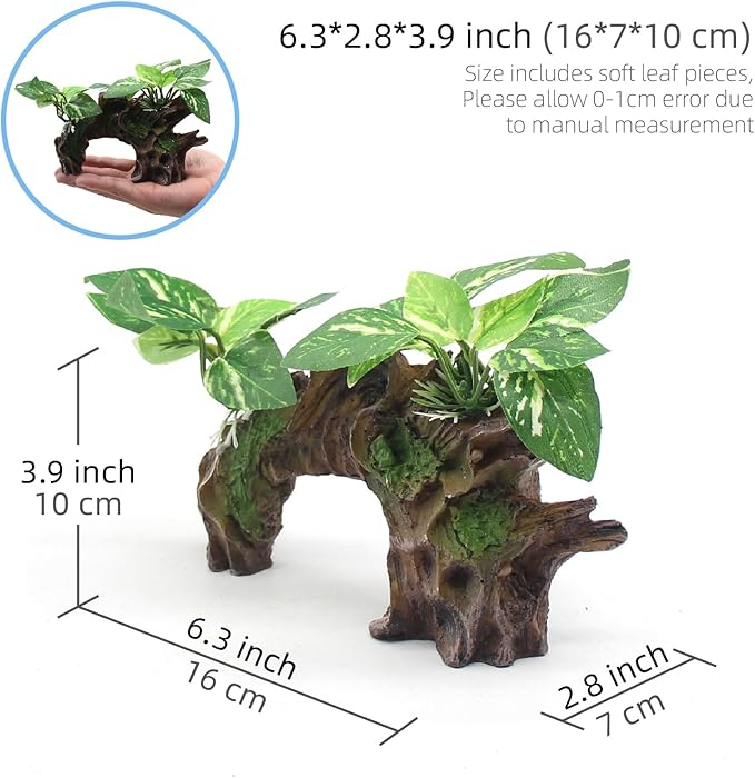 relaqcc Aquarium Decor Ornaments Artifical Driftwood Cave Fish Tank Decorations Silk Aquarium Plants for Betta Fish Tank Accessories
