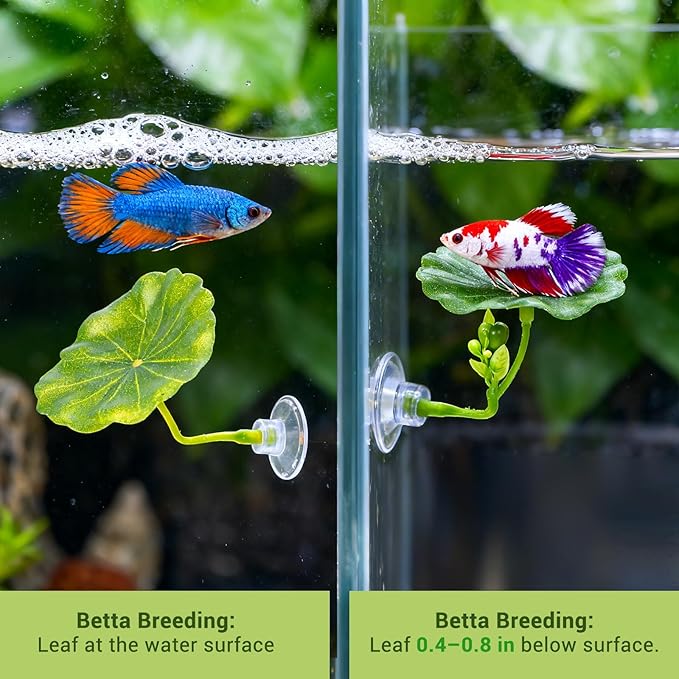 Ouligay 5 Pack Betta Fish Hammock Soft Betta Leaf Hammock for Aquarium Acrylic Plastic Plants Practical Resting Spot Beta Fish Tank Decoration for Sleeping Resting Hiding Playing, with Suction Cup