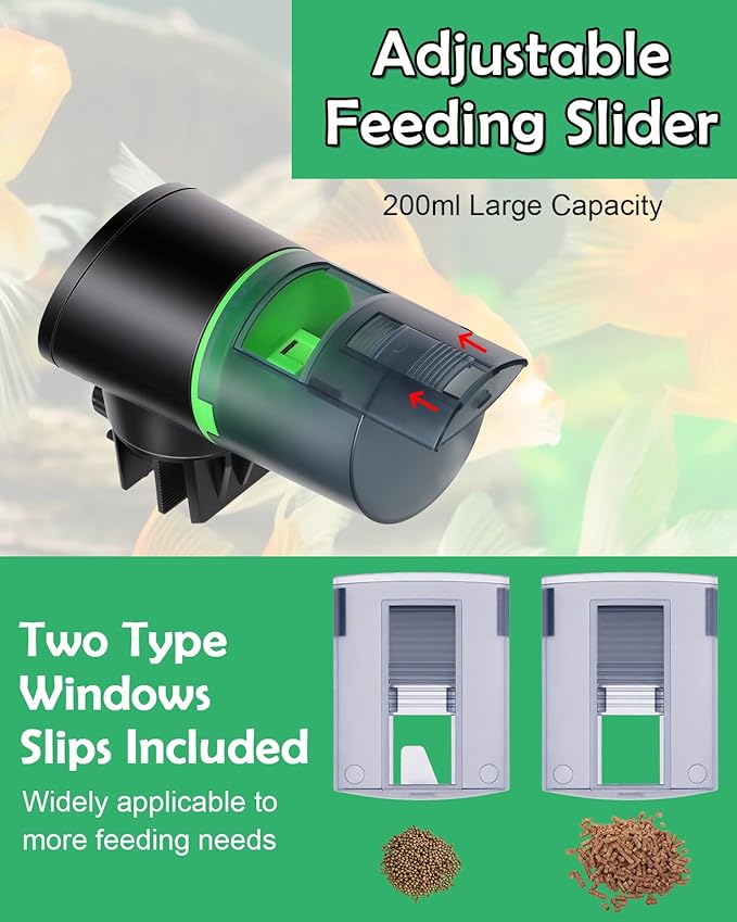 Automatic Fish Feeder for Aquariums - Rechargeable Auto Fish Food Dispenser Timer Feeder with USB Charger Cable，LCD Screen, Customized Schedule