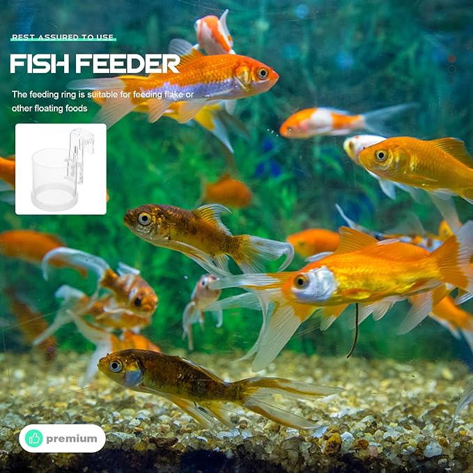 SHINEOFI Aquarium Fish Feeder Ring Fish Tank Feeding Circle Acrylic Feeder with Large Hook for Automatic Feeding Suitable for Freshwater