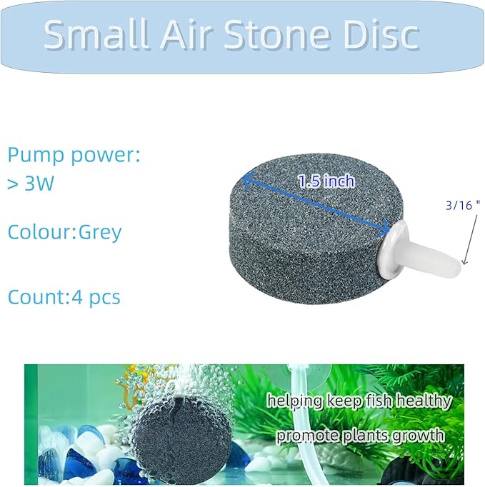AQUANEAT Air Stone Disc, 4 Packs, Aerator Bubble Diffuser, Air Pump Accessories for Hydroponics, Aquarium Fish Tank, Ponds, DWC Reservoirs and Circulation System (1.5 inch)
