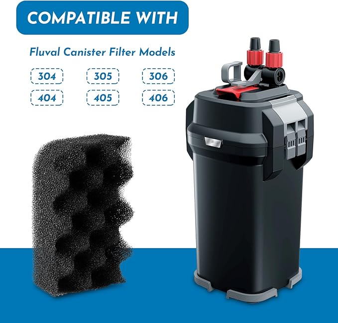 ANTOBLE 6 Pack Foam Filter Media Replacement Sponges for Fluval 304 305 306 404 405 406 Aquarium Canister Filter Models (Equivalent to Bio-Foam A237)