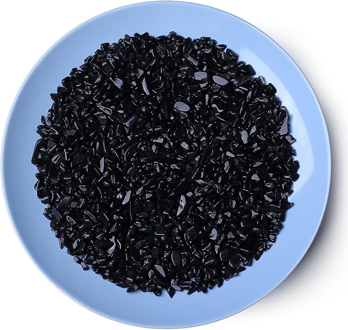 LAIDANLA Obsidian Crushed Stone Crystal Chips Bulk Natural Gemstones Healing Reiki Crystals Mini Quartz Vase Filler Aquarium Gravel 100g