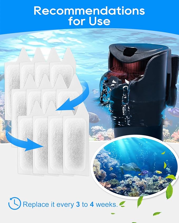 12 Pack Small Fish Tank Filter Compatible with Tetra Whisper Filter Small, Works for 3–10 Gallon Fish Tank Filters Small, Small Fish Tank Filter Cartridge for Small Aquarium Filter
