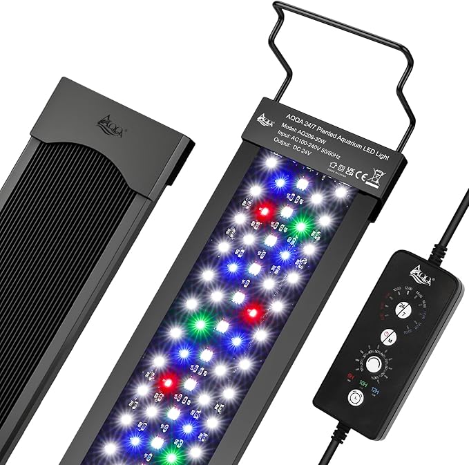 AQQA LED Aquarium Light 72W for 48-55 Inch Fish Tank, 24/7 Mode&DIY Mode Full Spectrum Fish Tank Light, IP68 Waterproof High Lumen Aquarium Plant Light, Adjustable Brightness/Timer, Memory Function