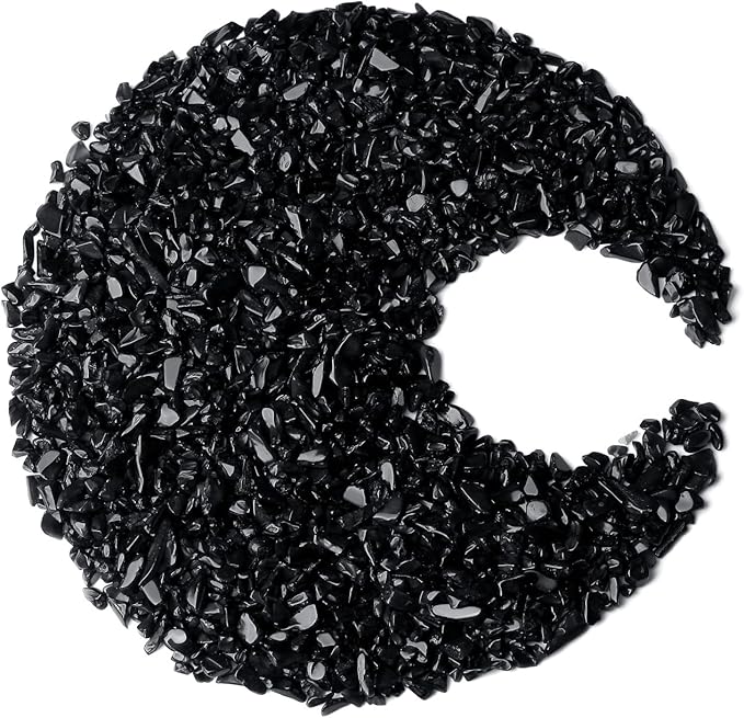 ZHIYUXI Obsidian Crystal Vase Filler Crystal Chips Stone for Decoration Succulent Plants Vase Fish Tank Gravel Crushed Crystals Chips Gemstone Polished Healing Crystals Quartz Home Decor Gem Stones